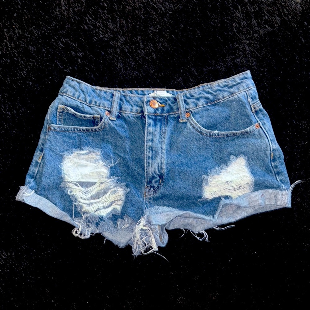 Forever 21 Ripped Blue Jean Shorts
